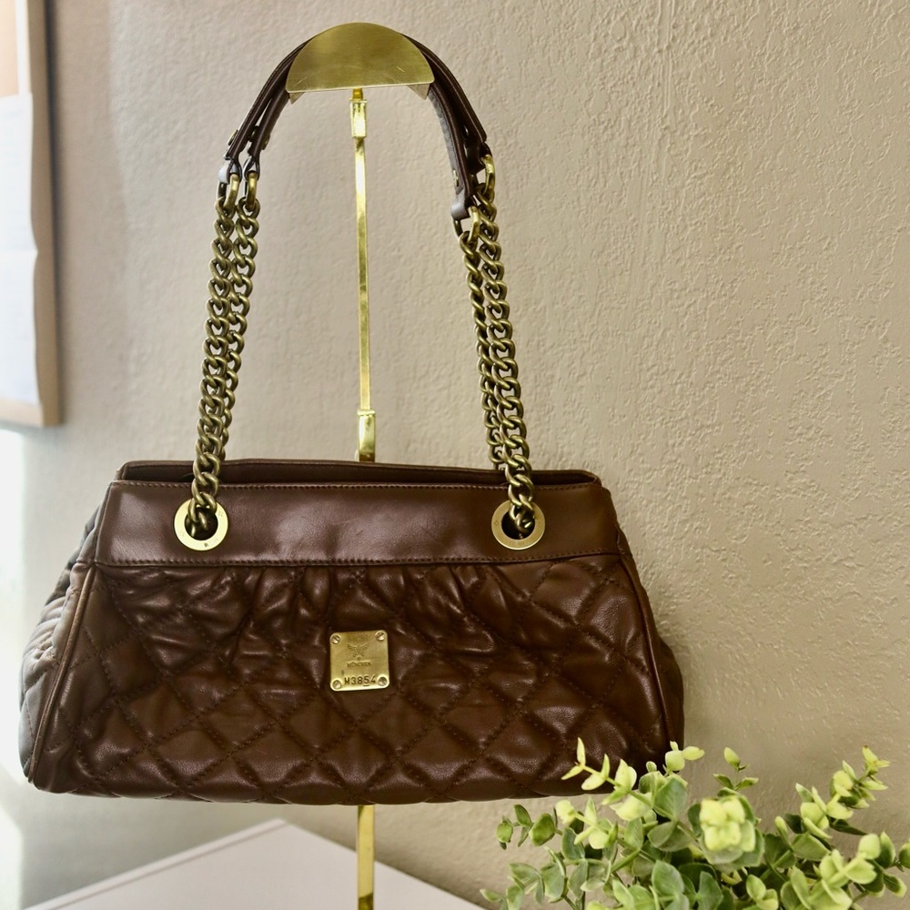 MCM Brown Quilted Leather Handbag